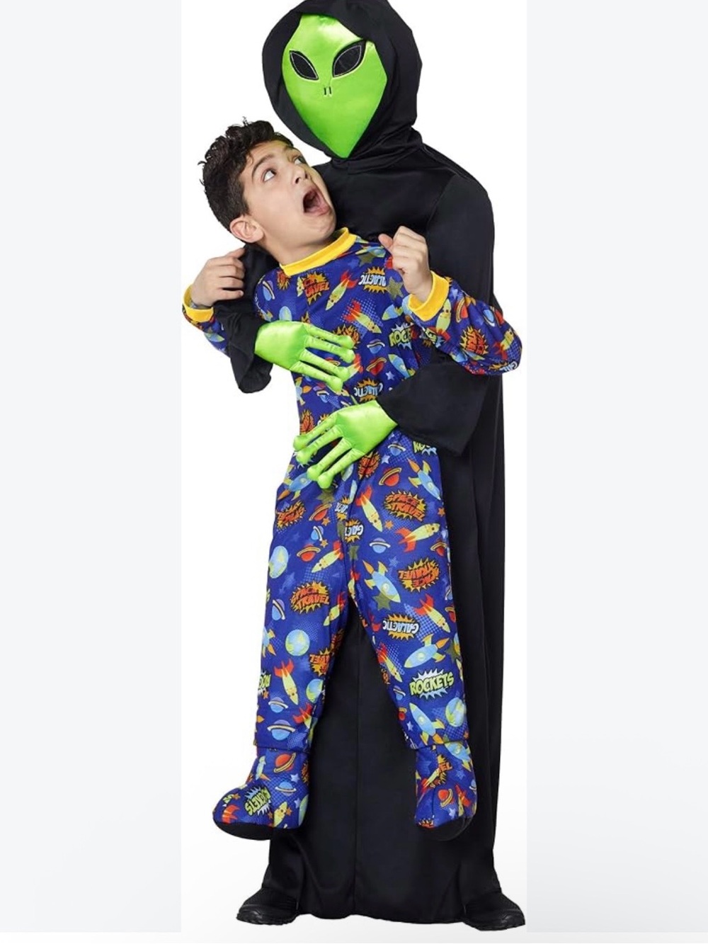 Alien Abduction Costume with Green Mask and Gloves - Kids Costume 6/7